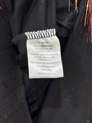 NWT Hyacinth House Metallic Fringe Francie Maxi Dress Black/Bronze Women's Large