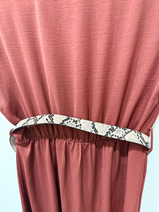 NWT Zara Cap Sleeve Belted Tiered A-Line Midi Dress Terracotta Womens Size Large