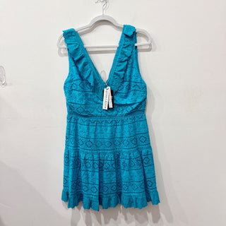 NWT Alice & Olivia Cantara Embroidered Eyelet Fit & Flare Mini Dress Blue 14