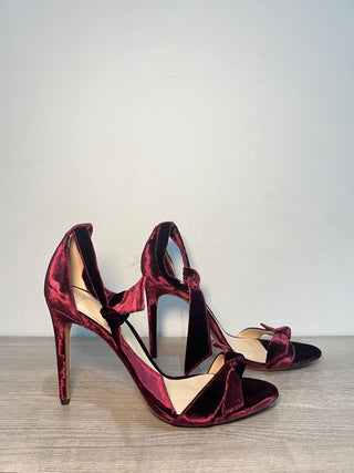 Alexandre Birman Clarita Bow Embellished Velvet Sandals Burgundy Women's EU 41