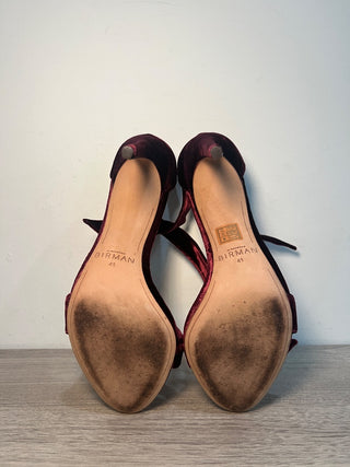 Alexandre Birman Clarita Bow Embellished Velvet Sandals Burgundy Women's EU 41