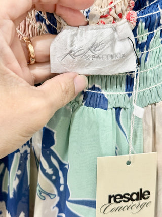 koko & palenki blush pink blue pattern pants, M