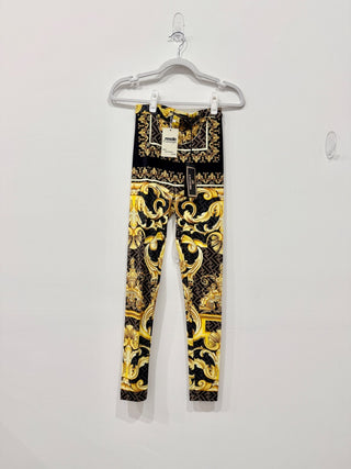 Fendace black and yellow pattern leggings NWT, 36