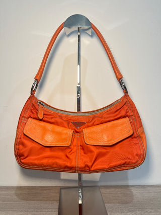 Prada nylon and leather shoulder bag medium size