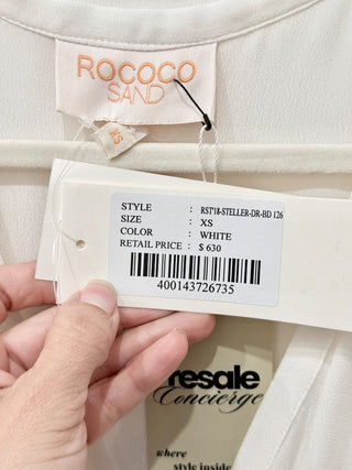 NWT Rococo Sand Stellar Star Sequin Chiffon Boho Maxi Dress White Womens Size XS