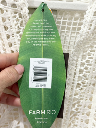 NWT Farm Rio Morada Boa Guipure Lace Crochet Maxi Dress with Slip Off-White XL