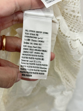 NWT Farm Rio Morada Boa Guipure Lace Crochet Maxi Dress with Slip Off-White XL