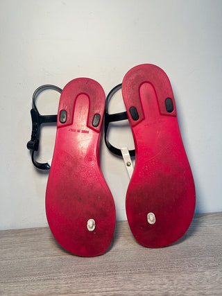 Fendi Zucca FF Logo Jelly Thong Strap Sandals Pink/Black/White Women's EU 37