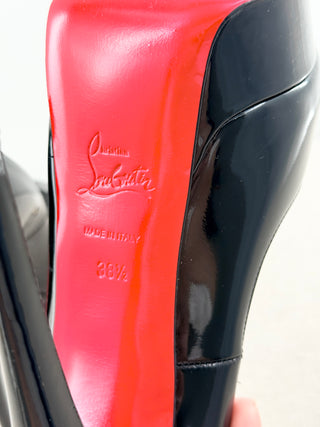 Christian Louboutin Lady Peep 150 Patent Leather Platform Pumps Black EU 38.5