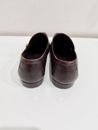 Salvatore Ferragamo Leather Gancio Gancino Slip On Loafers Shoes Brown Men's 9