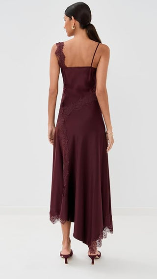 Veronica Beard Vernon Lace trim Asymmetrical Midi Slip Dress Women's 2