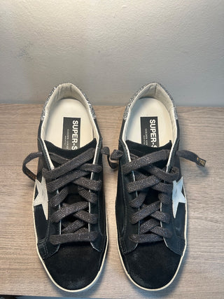 NWOT Golden Goose Leather & Suede Superstar Glitter Trainer Sneakers Black EU 40