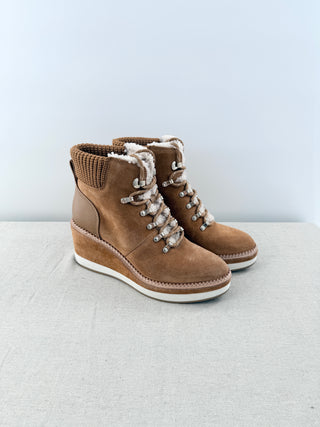 NWT Kate Spade Willow Suede & Shearling Wedge Ankle Booties Bungalow Womens US 8
