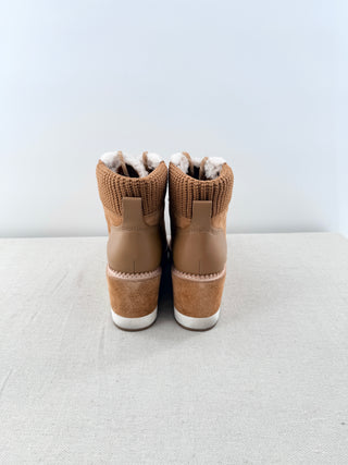 NWT Kate Spade Willow Suede & Shearling Wedge Ankle Booties Bungalow Womens US 8