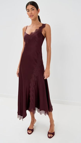 Veronica Beard Vernon Lace trim Asymmetrical Midi Slip Dress Women's 2