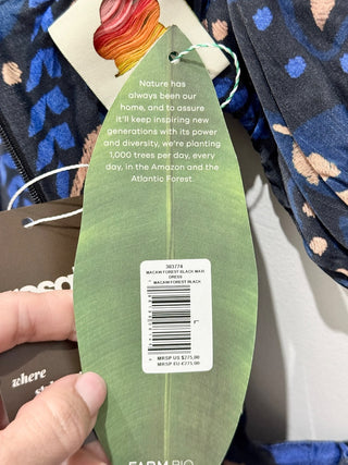 NWT Farm Rio Macaw Forest Crisscross Tie A-Line Midi Dress Cobalt Blue Large