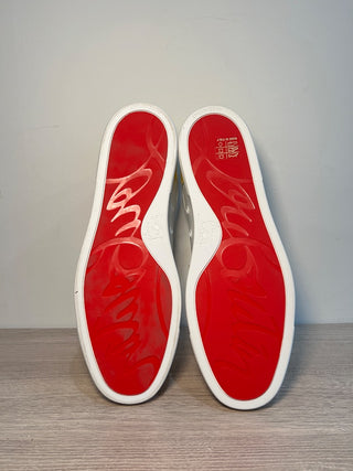 Christian Louboutin Fun Vieira Leather Low-Top Sneaker White/Yellow Trim 42/US 9