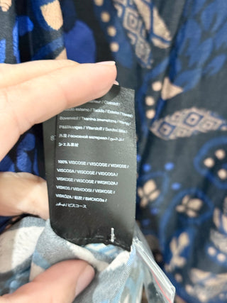 NWT Farm Rio Macaw Forest Crisscross Tie A-Line Midi Dress Cobalt Blue Large