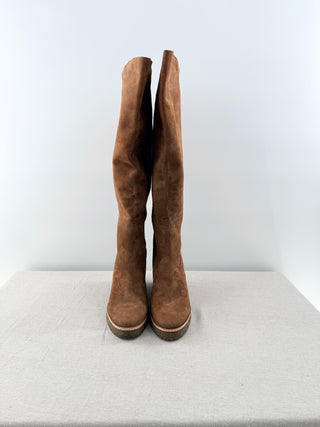 NWT Veronica Beard Andora Knee High Wedge Suede Boots Hazelwoods Womens 8