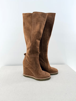 NWT Veronica Beard Andora Knee High Wedge Suede Boots Hazelwoods Womens 8