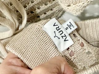 Azura beige crochet set top and maxi skirt, S