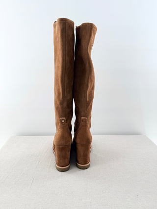 NWT Veronica Beard Andora Knee High Wedge Suede Boots Hazelwoods Womens 8