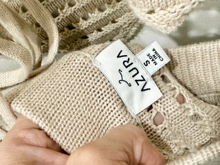 Azura beige crochet set top and maxi skirt, S