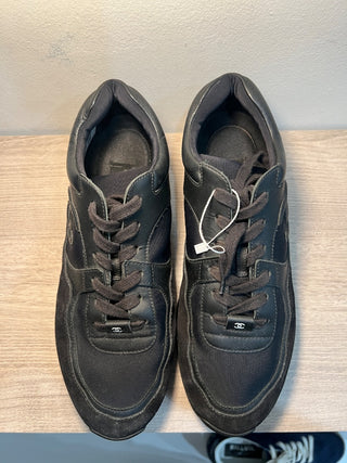 CHANEL Suede Leather Chunky CC Lace Up Trainer Sneakers Triple Black Mens 43/9.5