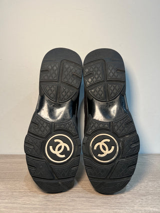 CHANEL Suede Leather Chunky CC Lace Up Trainer Sneakers Triple Black Mens 43/9.5