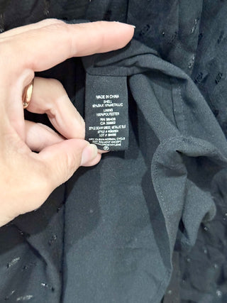 Theory Metallic Silk Scarf Bell Sleeve Mini Shirt Dress Black Women's Size 00
