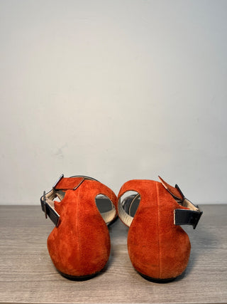 Jimmy Choo flat leather and suede sandals, 40.5