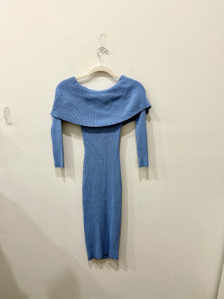 superdown Loraine Off the Shoulder Knit Bodycon Midi Dress Blue Women's Size XS