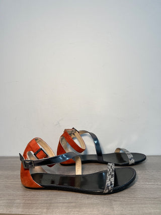 Jimmy Choo flat leather and suede sandals, 40.5