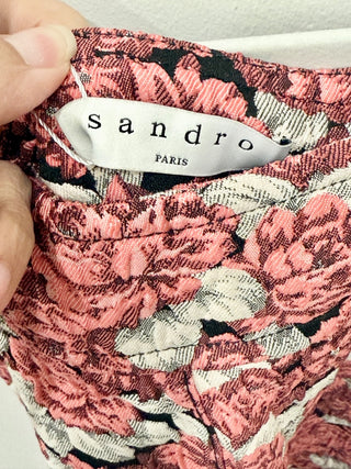 Sandro Paris Daniela High Waisted Floral Mini Pencil Skirt Pink Women's Size 1