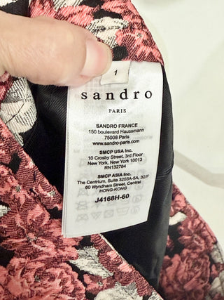 Sandro Paris Daniela High Waisted Floral Mini Pencil Skirt Pink Women's Size 1