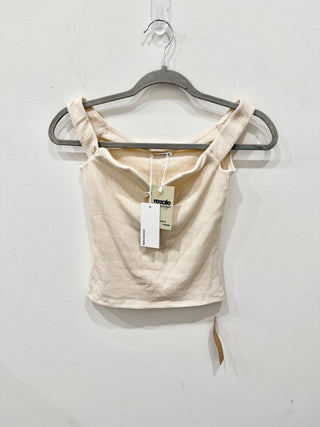 NWT Reformation Andria Knit Off-The-Shoulder Tank Top Almond Women's Size Small