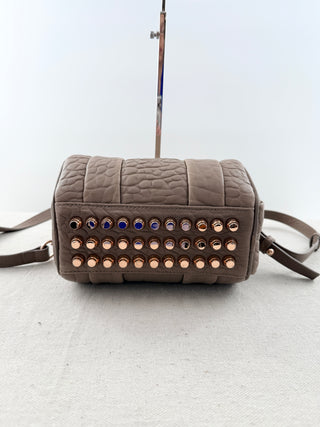 Alexander Wang small leather satchel bag with rose gold studs adn strap