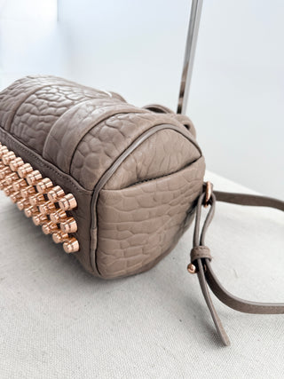 Alexander Wang small leather satchel bag with rose gold studs adn strap