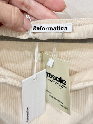 NWT Reformation Andria Knit Off-The-Shoulder Tank Top Almond Women's Size Small