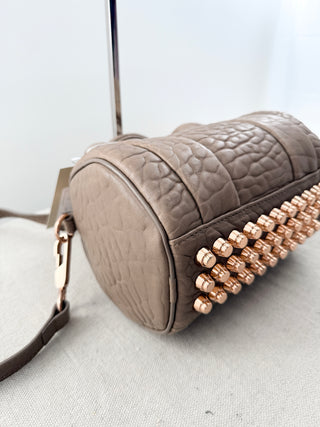 Alexander Wang small leather satchel bag with rose gold studs adn strap