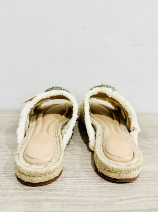 Alexandre Birman Madelina Embellished Leather And Raffia Slide Sandals Cream 36