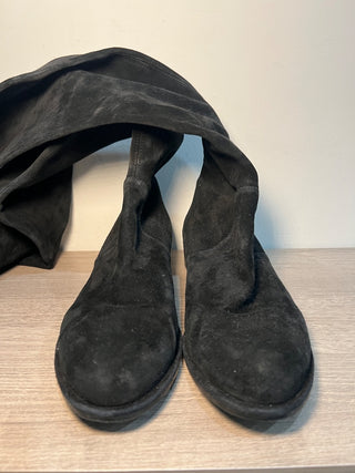 Stuart Weitzman Lowland Suede Pull On Over-The-Knee Boots Black Womens Size US 9