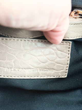 Alexander Wang small leather satchel bag with rose gold studs adn strap