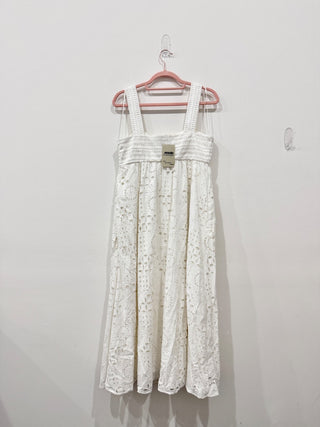 English Factory Broderie Anglaise Square Neck Maxi Dress White Women's Size Small