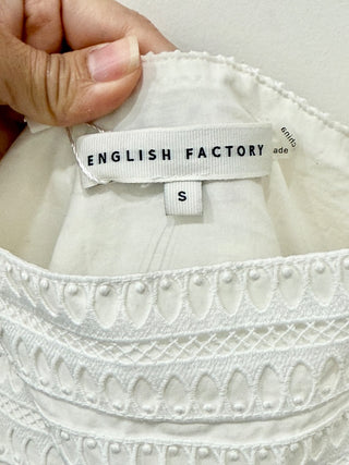 English Factory Broderie Anglaise Square Neck Maxi Dress White Women's Size Small