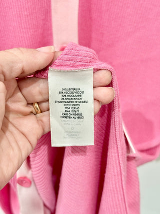 Alice + Olivia Alcina Rib Knit Button Down Sweater Dress Pink Womens Size Medium
