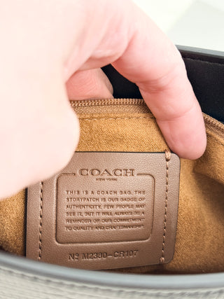 Coach Eliza Medium Leather Lizard-Embossed Shoulder Handbag Black