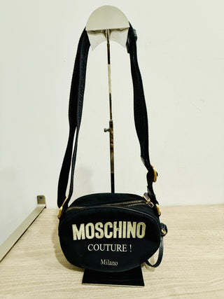 Moschino canvas zip up cross body bag