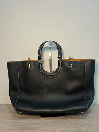 Coach Dark Leather Tote Handbag w/brown interior