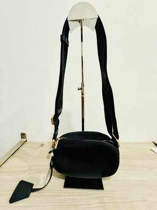 Moschino canvas zip up cross body bag